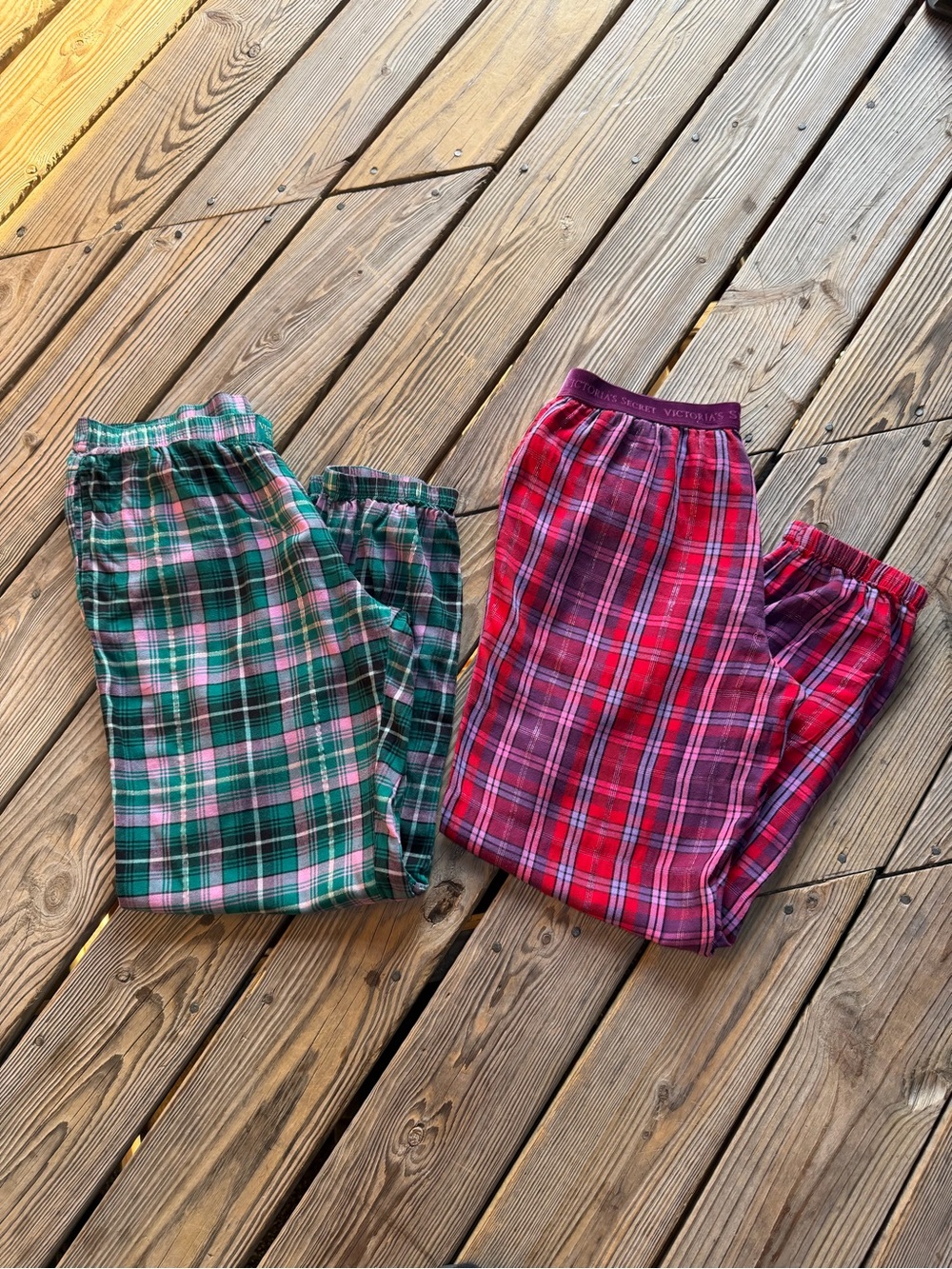 Victoria’s Secret Plaid Flannel Pajama Jogger Bundle | 2 Pairs | Size Small